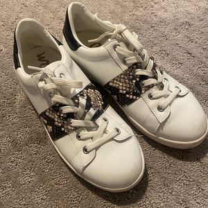 Sam Edelman white sneaker with snake skin